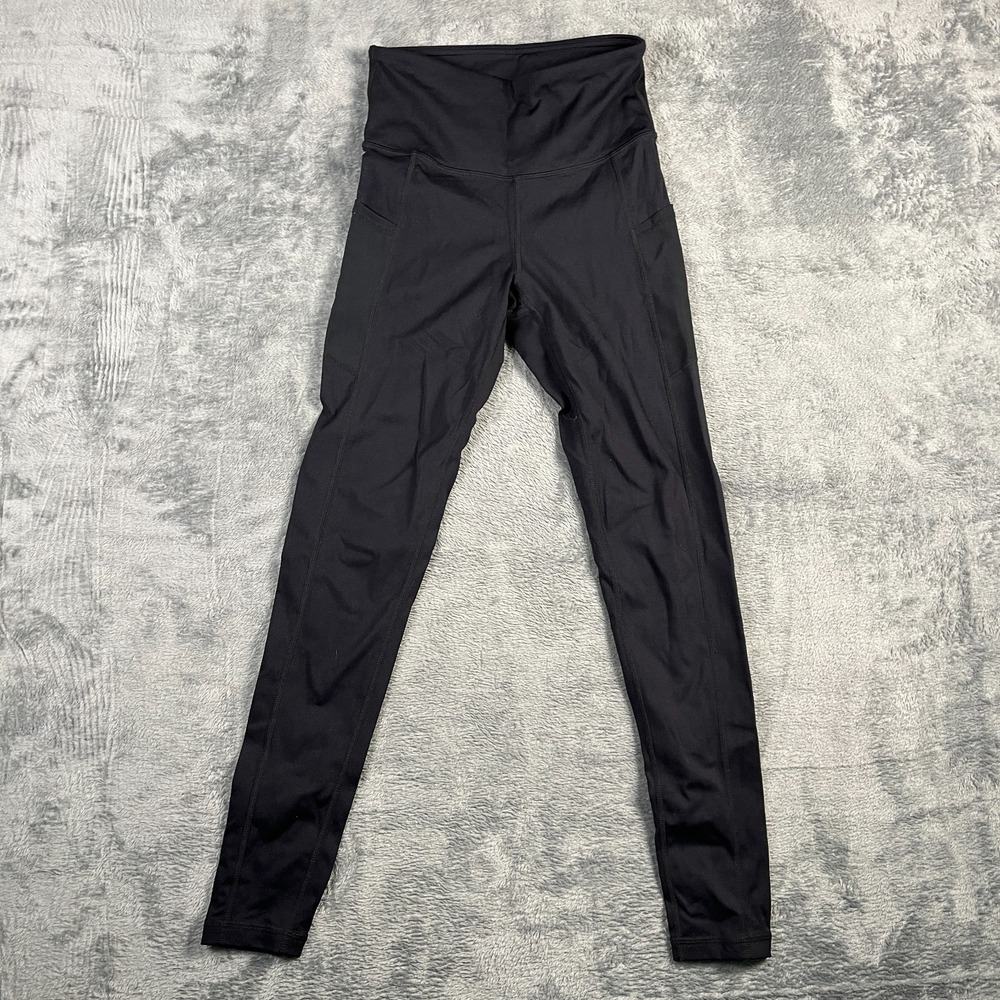 Savvi Athletic Leggings Womens XS Black High Waisted Pockets Athleisure 616A